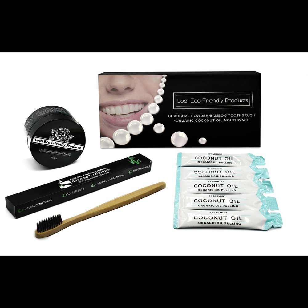 Teeth Whitening Charcoal Powder Mouthwash Brush